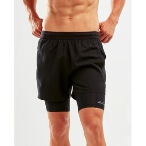 2XU XVENT 2 in 1 Comp Short Men's Compression‎ Triathlon Black Small